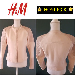 Womens H&M Jacket Sz 10 Moto Light Beige NWOT